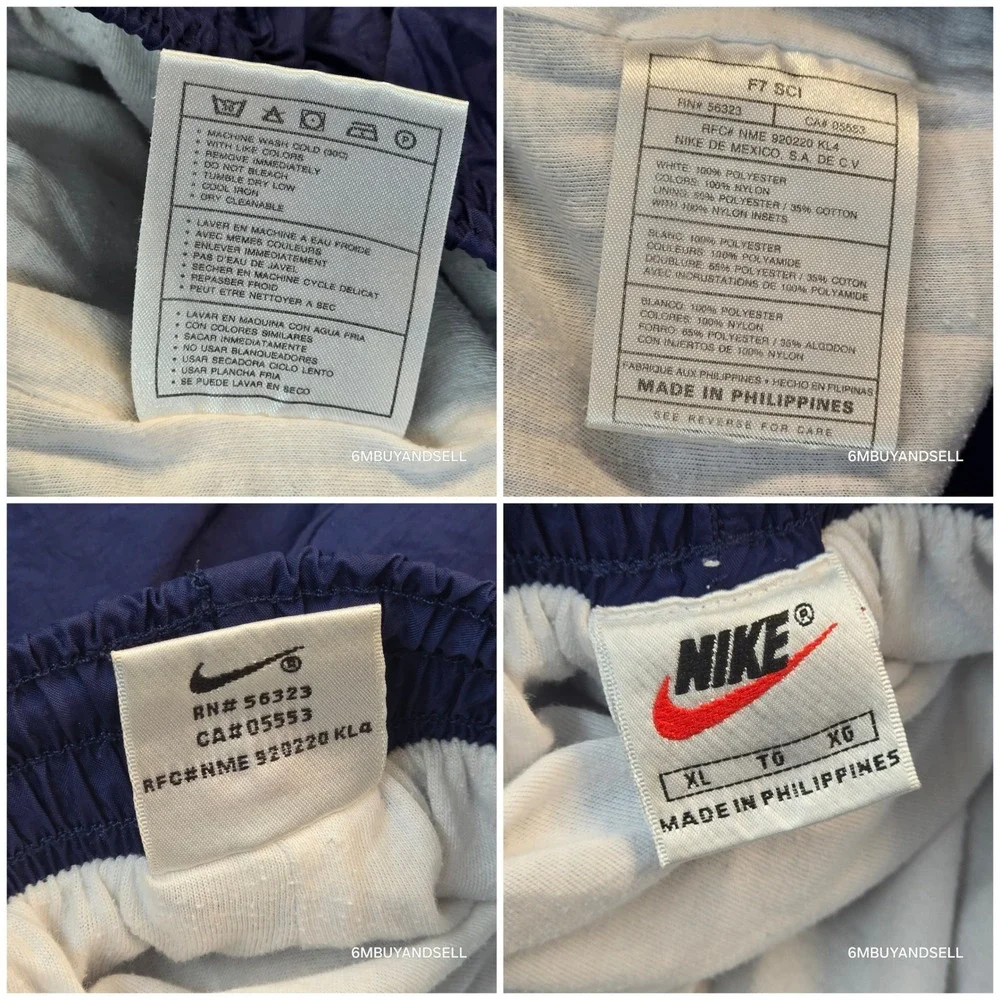 Vintage Nike Windbreaker Track Pants Navy Blue Nylon Baggy XL RN 56323 CA 05553